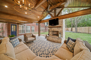 Complete outdoor living area designed and built by Backyard Retreats (281) 485-8483