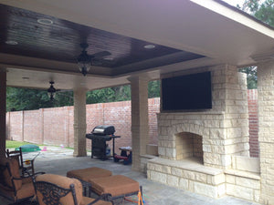 Houston austin stone outdoor fireplace